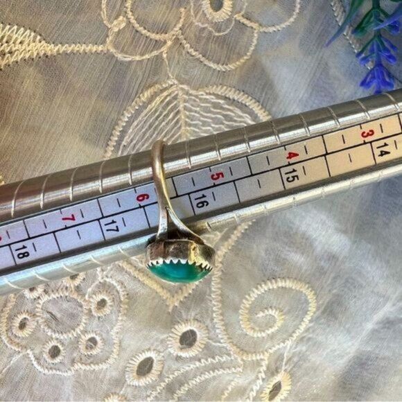 Vintage 80's Native American Turquoise Nugget Sterling Ring 5 3/4 - Picture 9 of 9